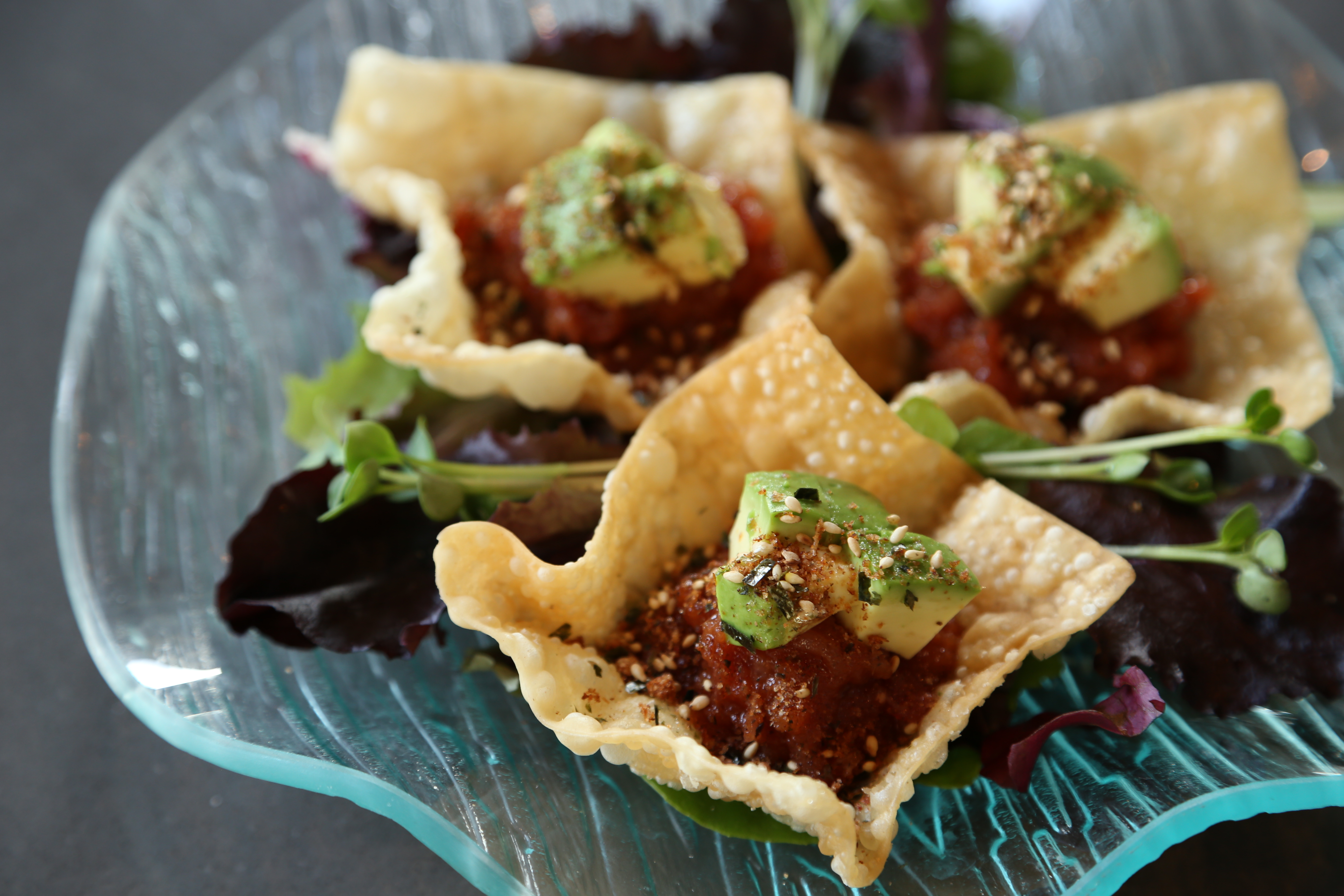 Order Spicy Tuna Tartare Tacos food online from Sakesan store, San Francisco on bringmethat.com