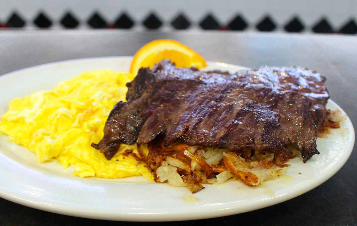 Order 3 Eggs with Skirt Steak food online from White Palace Grill store, Chicago on bringmethat.com