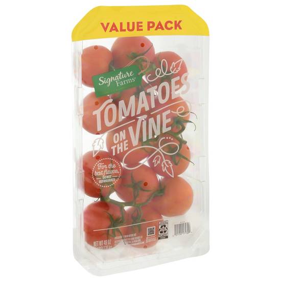 Order Signature Farms · Value Pack Tomatoes on the Vine (48 oz) food online from Albertsons Express store, Watauga on bringmethat.com