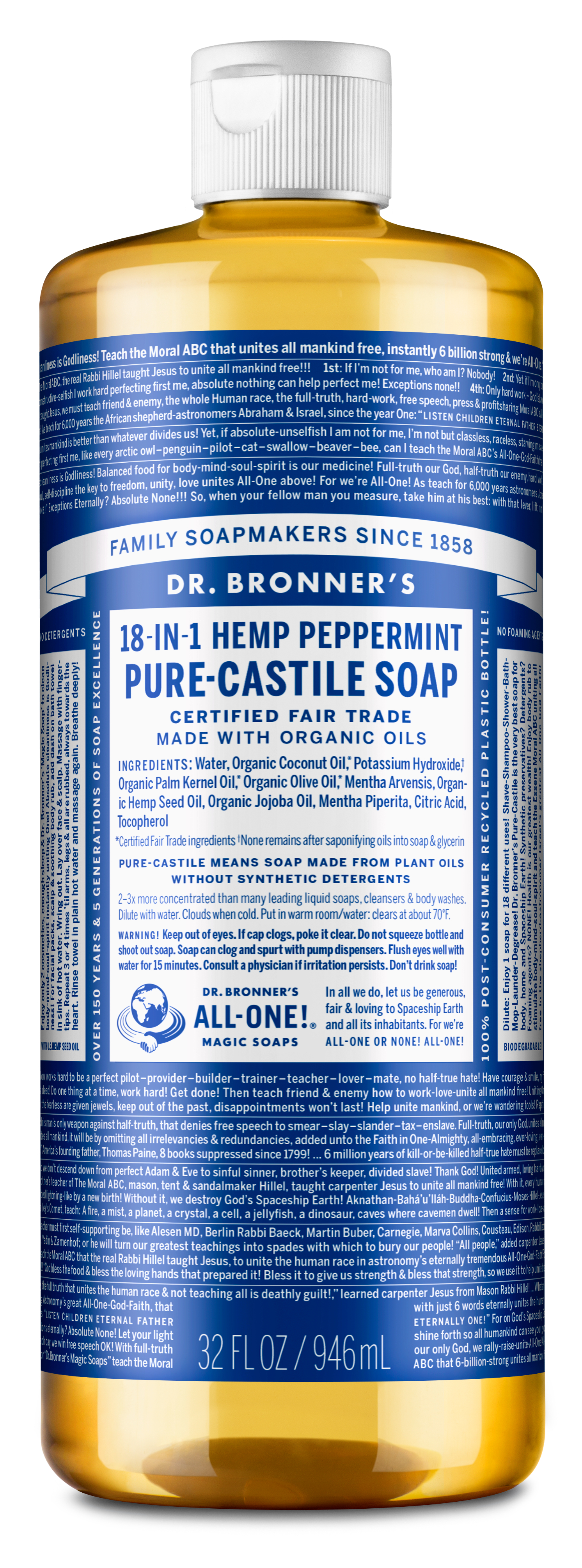 Order Dr. Bronner's Peppermint Pure-Castile Soap, 32 fl oz food online from Rite Aid store, MILLER PLACE on bringmethat.com