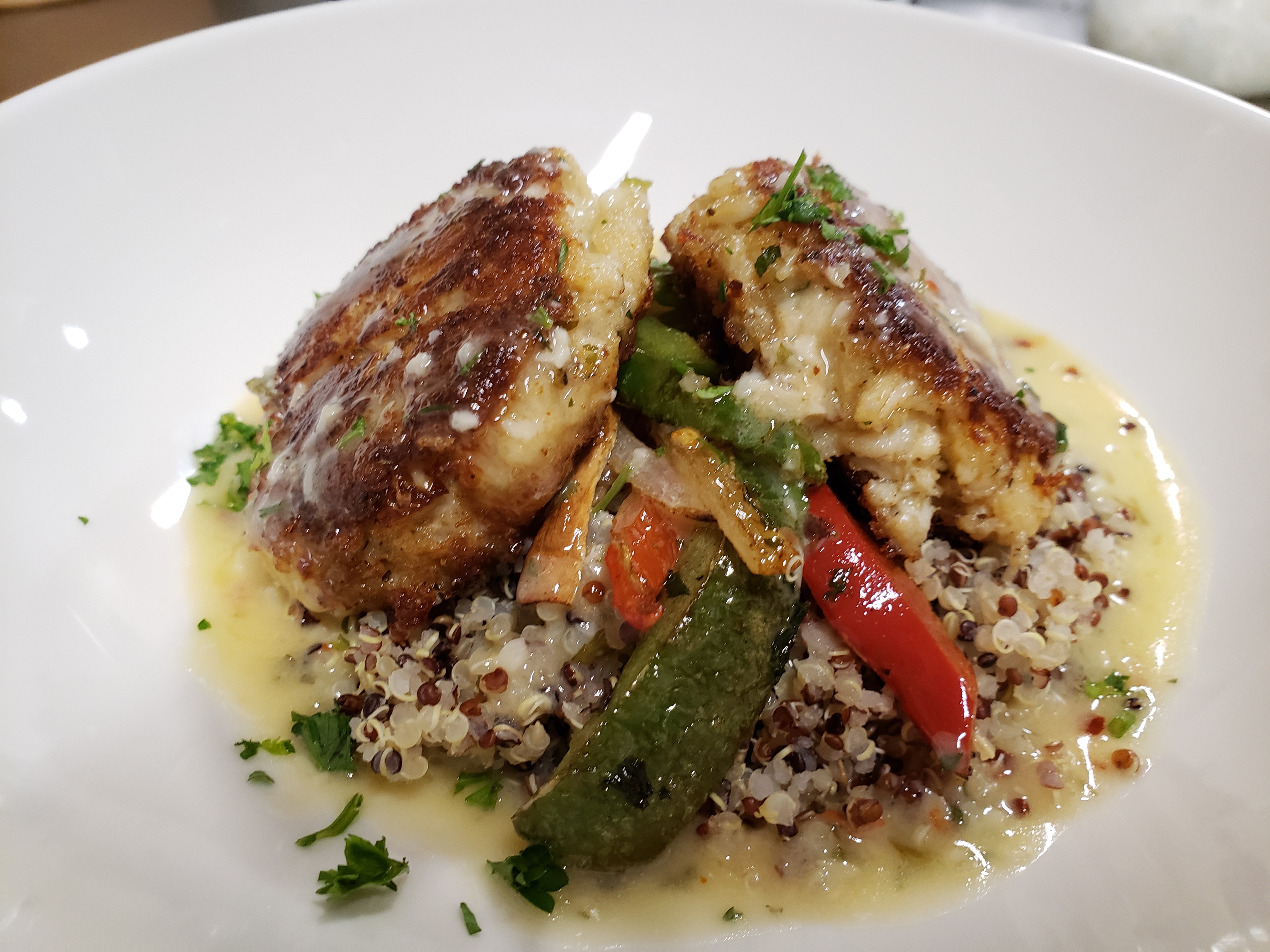 Order Crab Cakes with Quinoa  food online from Rivieras Tapas store, Riverdale Park on bringmethat.com