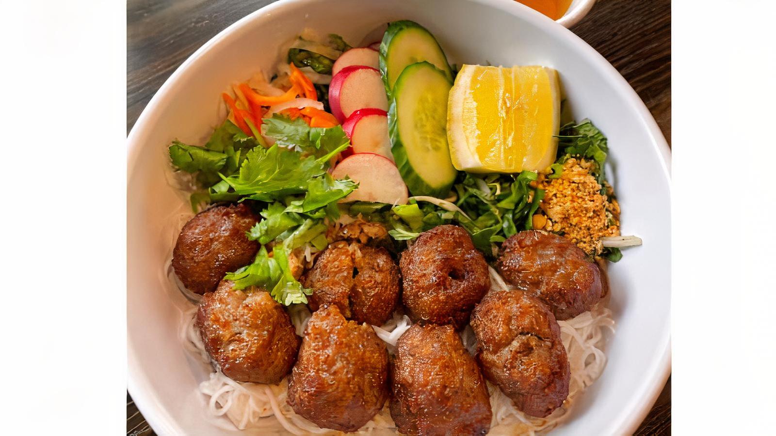 Order N8 Noodles with Pork Meatballs food online from Indochine store, New Brunswick on bringmethat.com