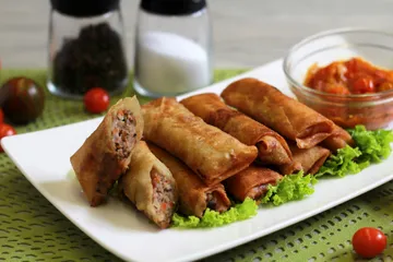Order Korean Barbecue Spring Rolls food online from The Yeti Pub & Kaffeehaus store, Overland Park on bringmethat.com