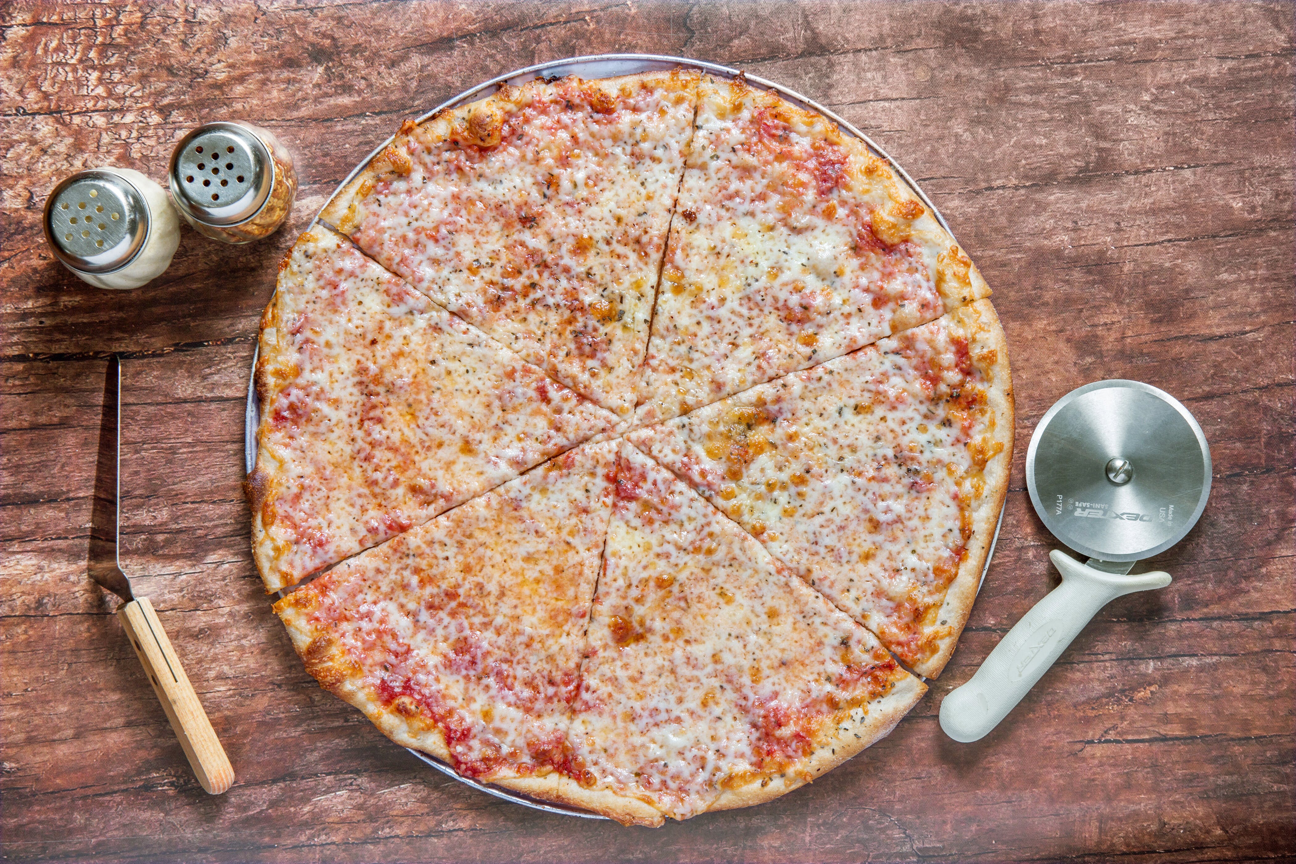 Order Traditional Thin Crust Cheese Pizza - Small 10" food online from Tj Restaurant & Pizza store, Old Saybrook on bringmethat.com