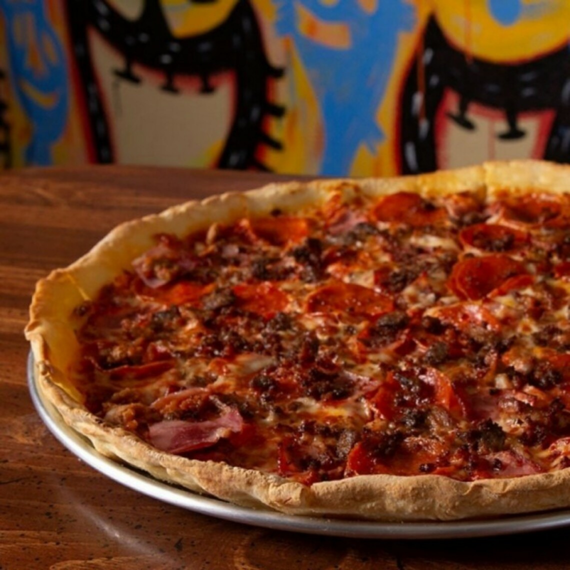 Order Meaty Madness (14") food online from Austin's Pizza store, Austin on bringmethat.com