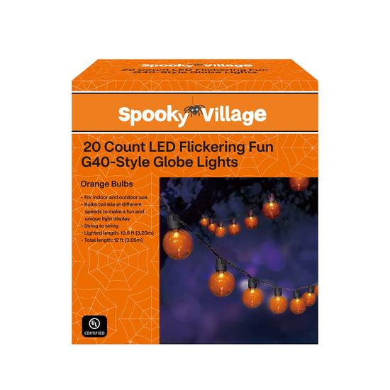 Order Spooky Village LED Flickering Fun G40-Style Globe Lights, Orange, 20 ct, 10.5 ft food online from CVS store, SYLACAUGA on bringmethat.com