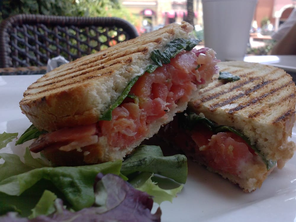 Order Smoked Salmon Panini food online from Coco Crepes Waffles & Coffee store, Spring on bringmethat.com