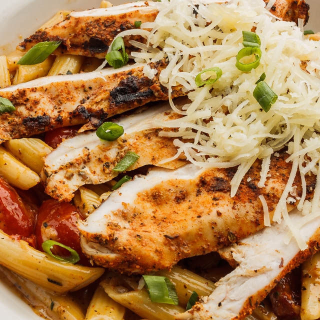 Order L Blackened Chicken Pasta food online from Bon Temps Grill store, Lafayette on bringmethat.com