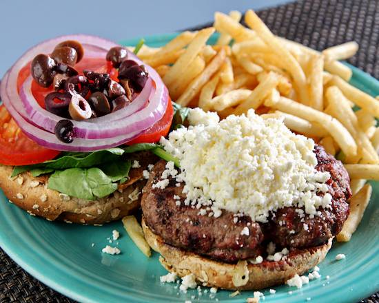 Order Spinach & Feta Burger food online from Barnaby Cafe store, Houston on bringmethat.com