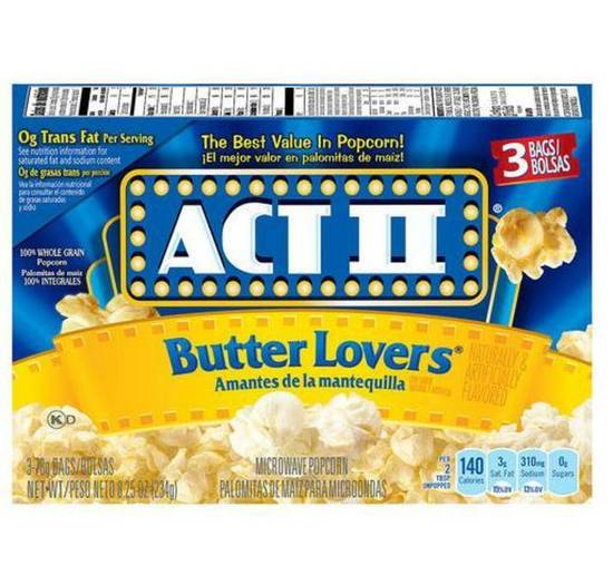 Order ACT II Popcorn - Butter Lovers (3 Bags) food online from IV Deli Mart store, Goleta on bringmethat.com