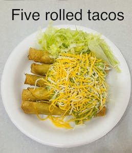 Order Five Rolled Tacos food online from Super Burritos Mexican Food store, Redding on bringmethat.com