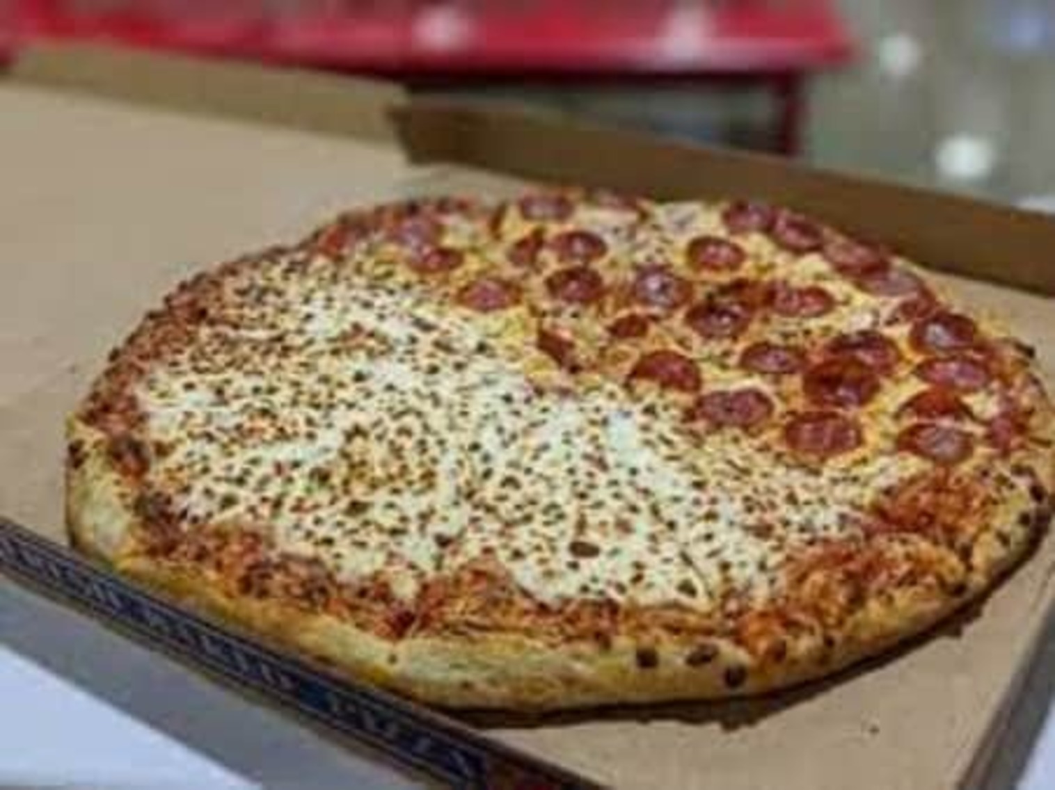 Order Large Half and Half Pizza food online from Jake's Of Willow Glen store, San Jose on bringmethat.com