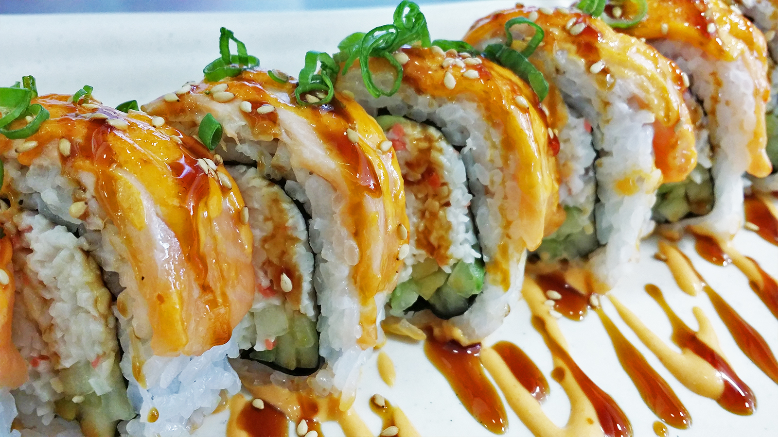 Order Baked Salmon Roll - 10pcs food online from SanSai Japanese Grill - Woodland Hills store, Woodland Hills on bringmethat.com