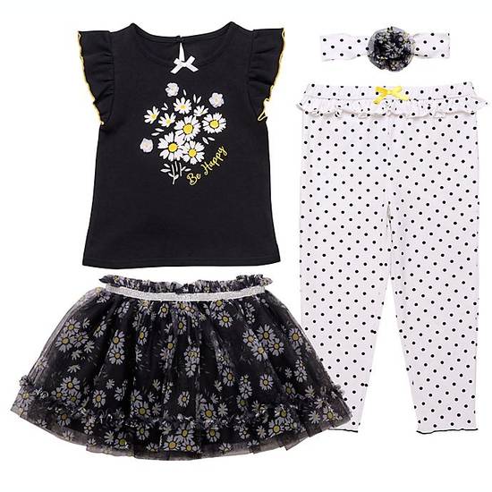 Order Start-Up Kids® Size 4T 4-Piece 3D Flowers Tutu Set in Black food online from Bed Bath & Beyond store, St. Peters on bringmethat.com