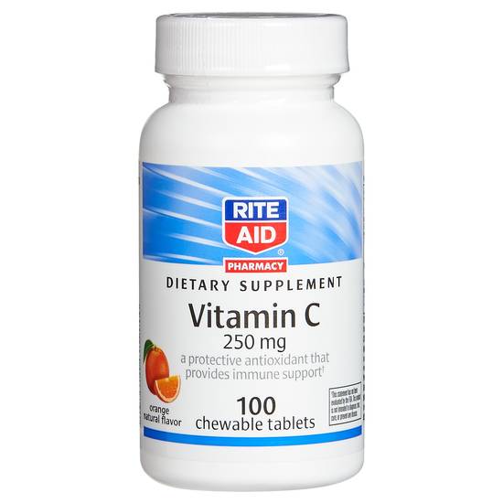 Order Rite Aid Vitamin C Chewable Tablets 250mg Orange (100 ct) food online from Rite Aid store, Palm Desert on bringmethat.com