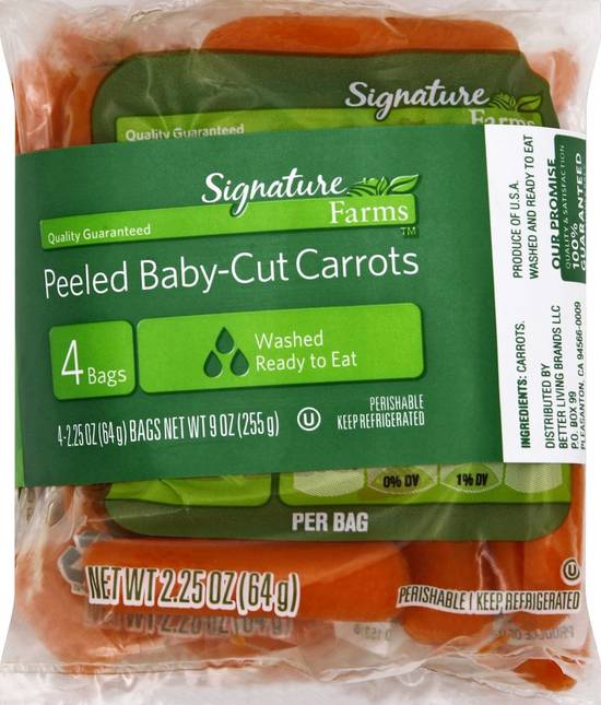 Order Signature Farms · Peeled Baby-Cut Carrots (4 x 2.3 oz) food online from Albertsons store, Lafayette on bringmethat.com