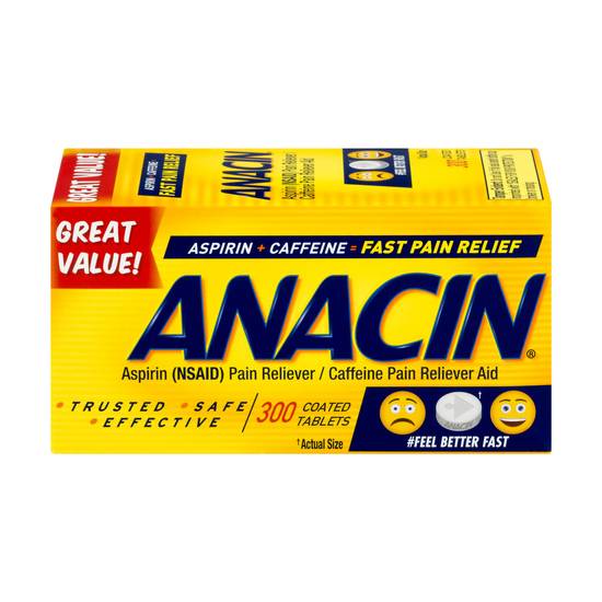 Order Anacin Aspirin & Caffeine Coated Tablets (300 ct) food online from Rite Aid store, CONCORD on bringmethat.com