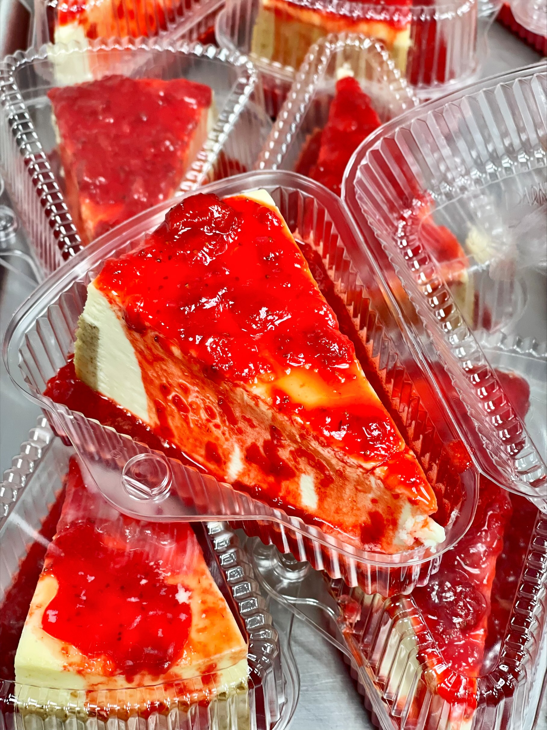 Order Strawberry cheese Cake food online from Klein's Bakery And Cafe store, Chicago on bringmethat.com