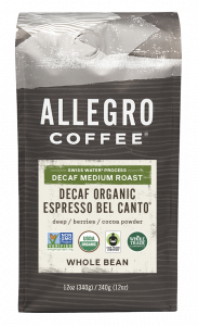 Order Decaf Organic Espresso Bel Canto (12 oz.) food online from Allegro Coffee Company store, Oklahoma City on bringmethat.com