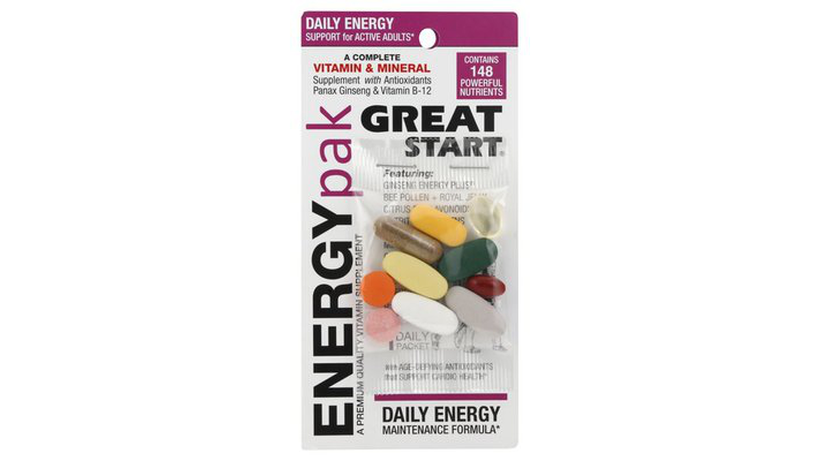 Order Energypak Vitamin & Mineral Supplement, Great Start, Tablets/Softgels/Capsules, 1 Packet food online from Lula Convenience Store store, Evesham on bringmethat.com