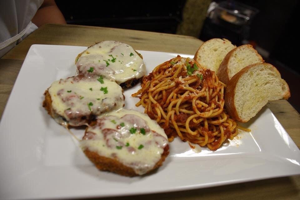 Order Eggplant Parmigiana - Entree food online from Brooklyn Brothers Pizzeria store, Corbin on bringmethat.com