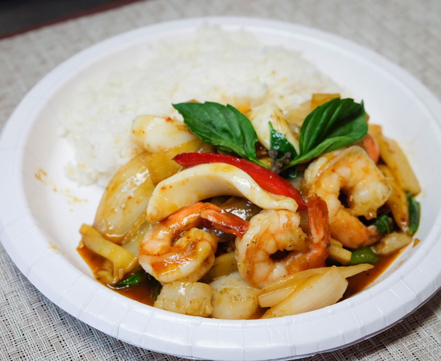 Order Talay Pad Ped food online from Giggling Rice Thai To Go store, Brookline on bringmethat.com
