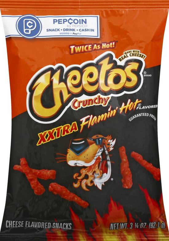 Order Cheetos · Crunchy Xxtra Flamin' Hot Cheese Flavored Snack (3.3 oz bag) food online from Mesa Liquor store, Mesa on bringmethat.com