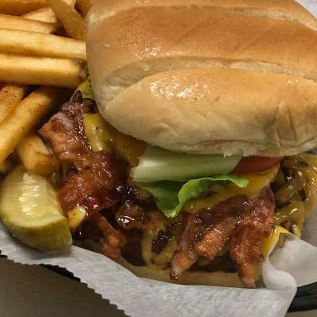 Order BBQ Bacon Burger food online from Dominic's Bar & Grille store, Monrovia on bringmethat.com
