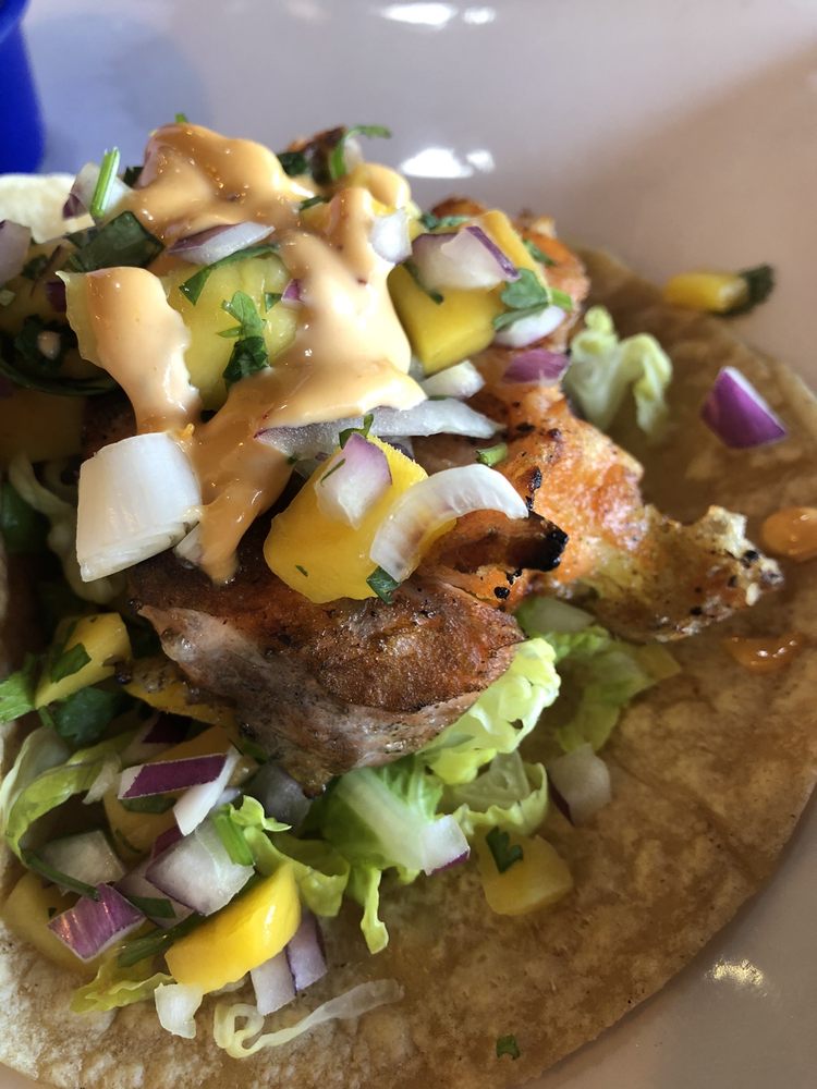 Order Salmon Taco Plate food online from Bay Park Fish Company store, San Diego on bringmethat.com