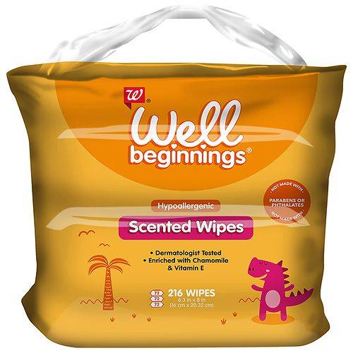 Order Well Beginnings Scented Baby Wipes 3x72 count - 216.0 ea food online from Walgreens store, FAIRBANKS on bringmethat.com