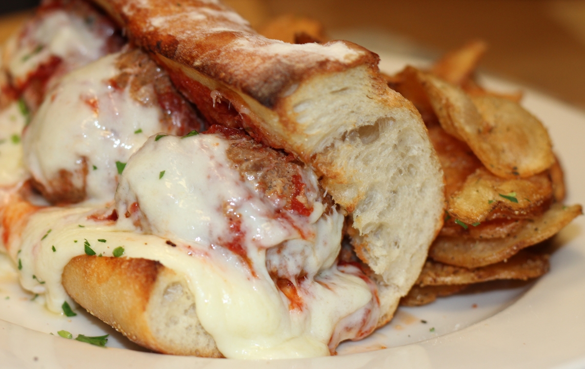 Order Meatball Parmigiana Sandwich food online from Italian Village store, Chicago on bringmethat.com