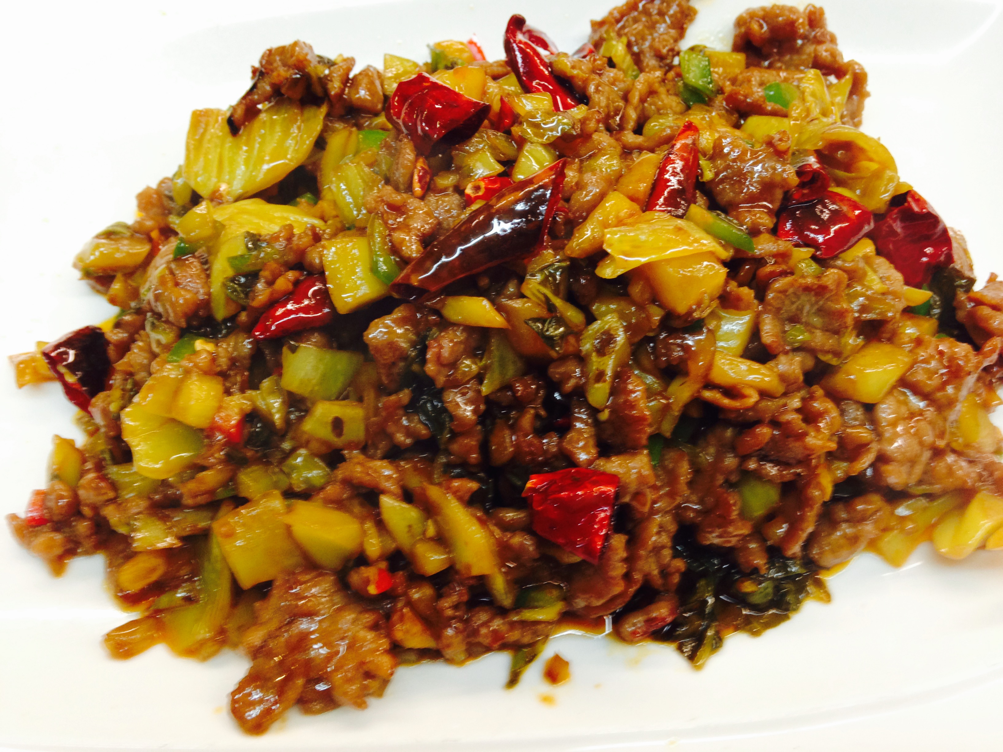 Order Spicy Sauteed Beef Pickled Vegetable food online from Joy Restaurant store, San Mateo on bringmethat.com