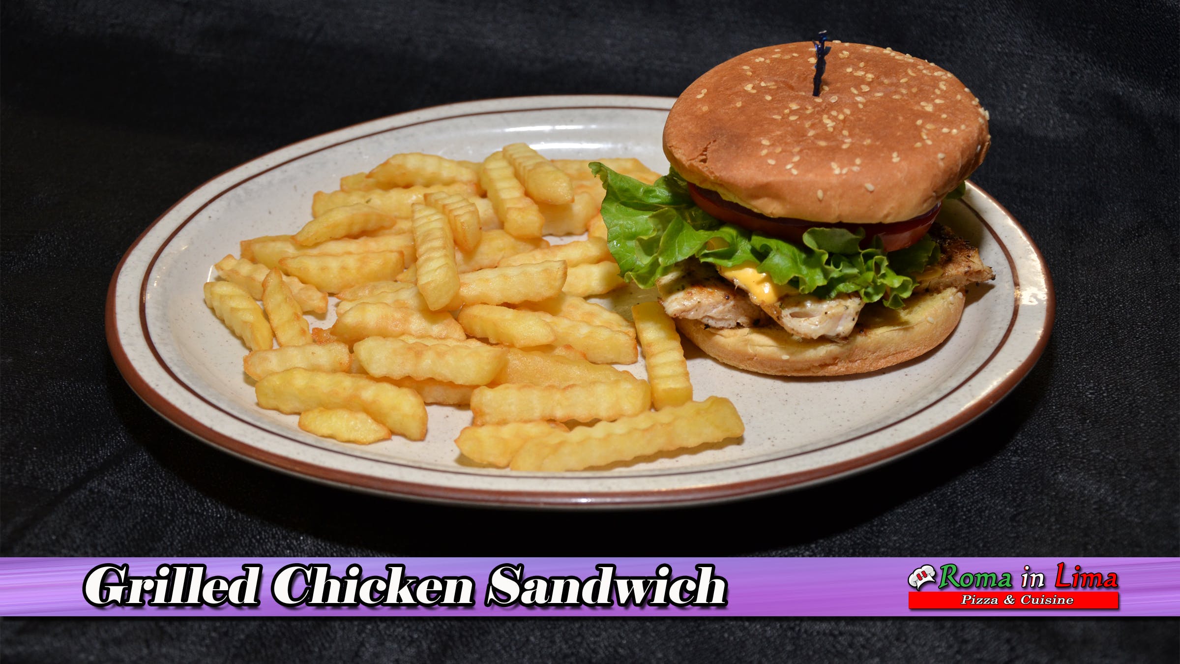 Order Grilled Chicken Sandwich with Fries - Sandwich food online from Roma In Lima Pizza & Cuisine store, Immokalee on bringmethat.com