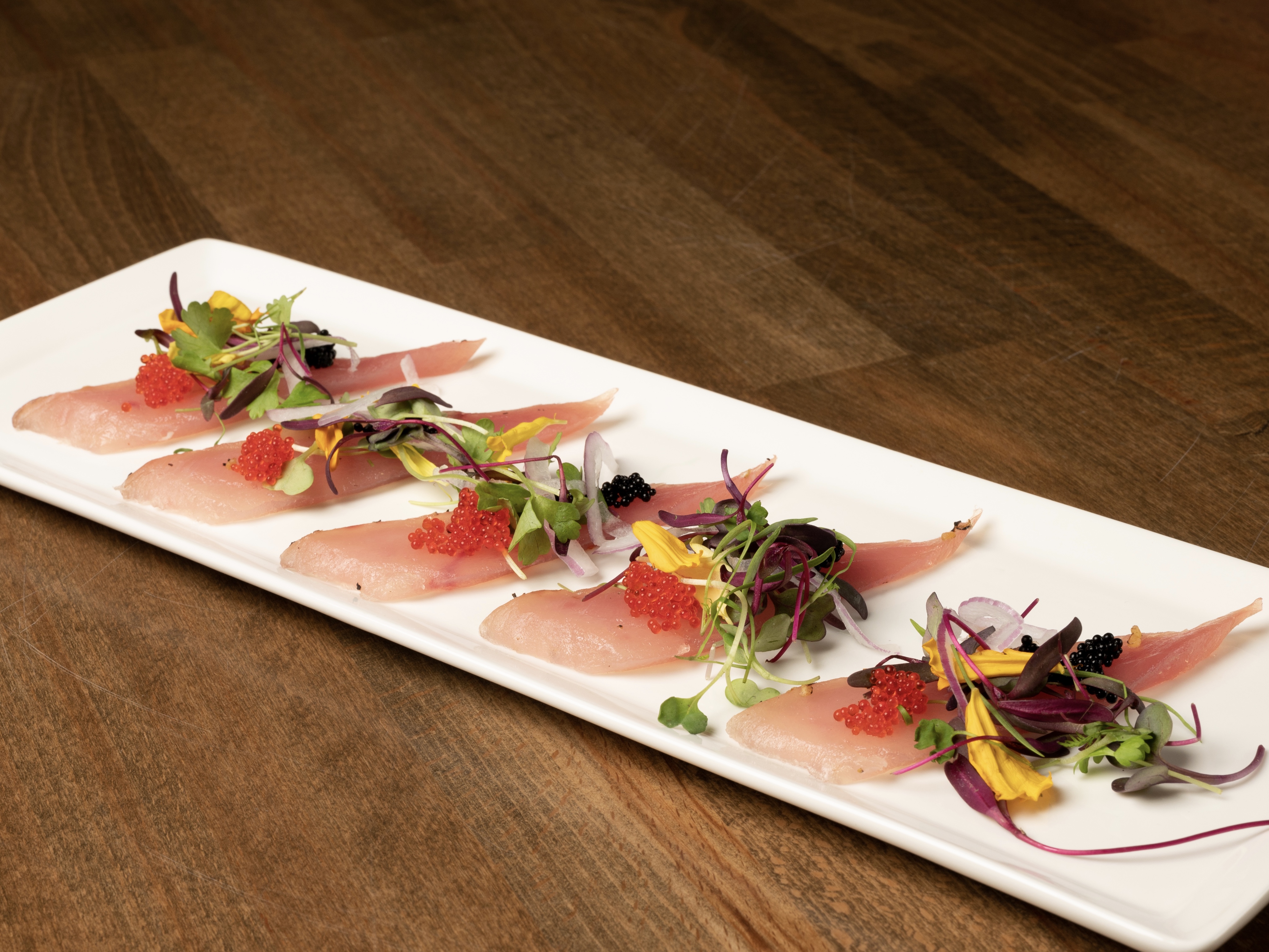 Order Albacore Carpaccio food online from Zeppin Sushi store, Los Angeles on bringmethat.com