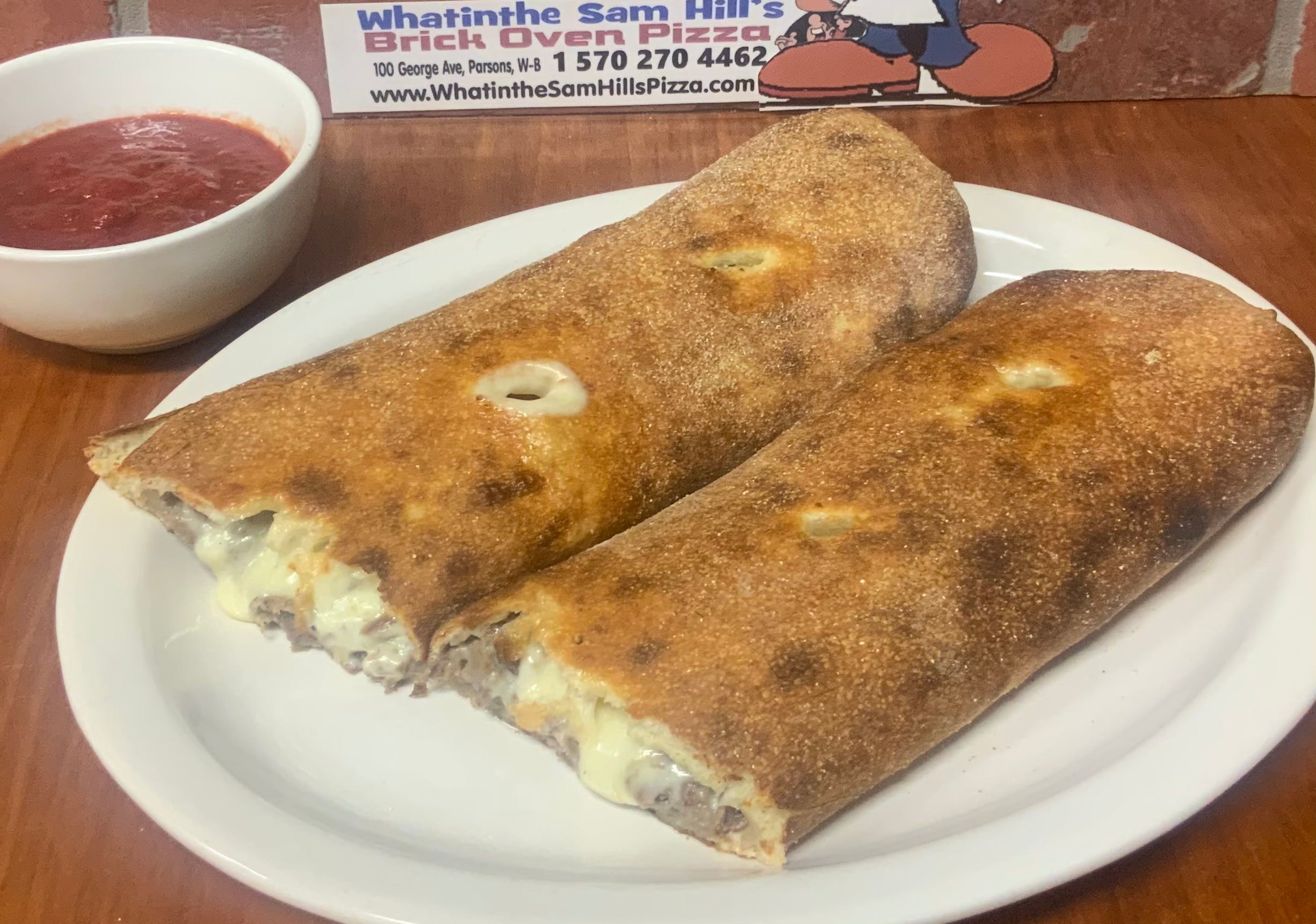 Order Cheesesteak Boli - Small 10" food online from Whatinthe Sam Hills Brick Oven Pizza store, Wilkes-Barre on bringmethat.com