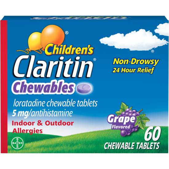 Order Children's Claritin Chewables Grape (60 ct) food online from Rite Aid store, Cortland on bringmethat.com