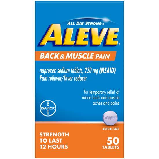 Order Aleve Back and Muscle Pain Relief Naproxen Sodium Tablets 220 mg (50 ct) food online from Rite Aid store, CONCORD on bringmethat.com