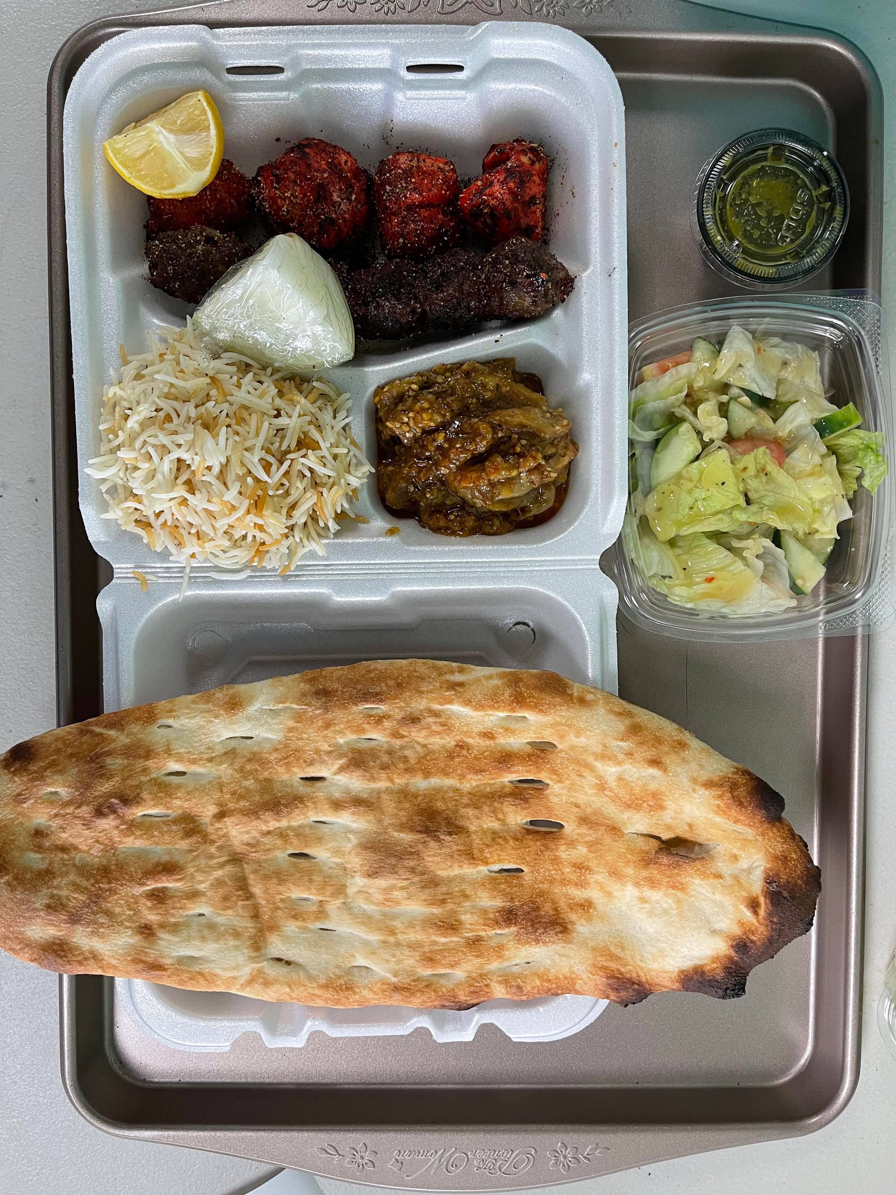 Order 8. Combo Kabob-B Special food online from Kabob Restaurant store, Fredericksburg on bringmethat.com