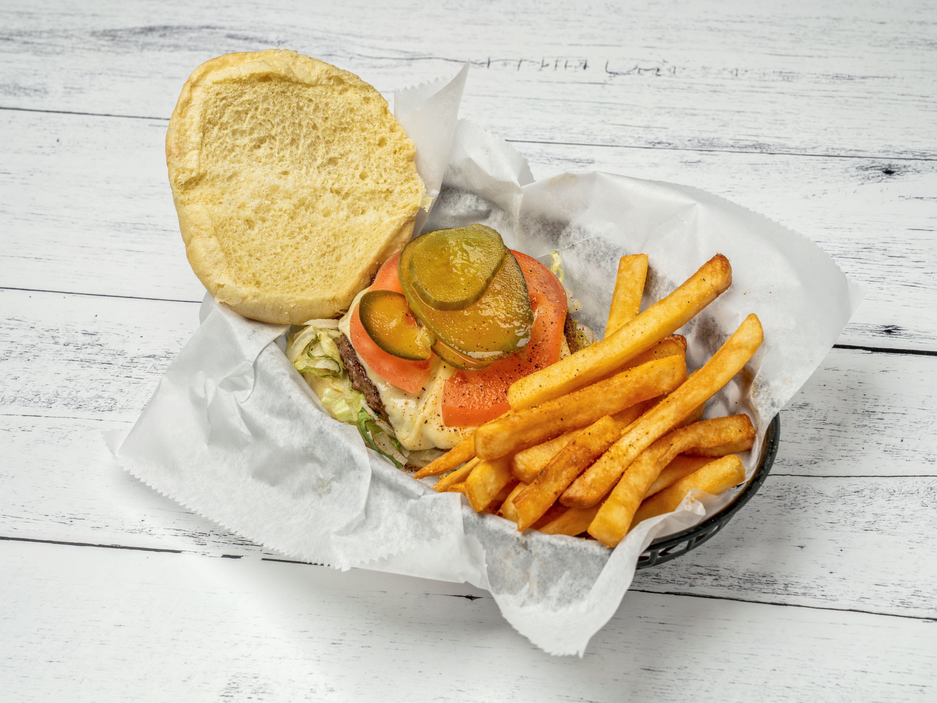 Order #2. Cheeseburger and Fries Combo  food online from Nb Pizza Spot & More store, New Bedford on bringmethat.com