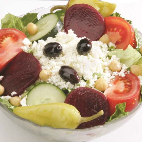 Order Leo's Famous Greek Salad food online from Leo Coney Island Of Riverview Michigan store, Riverview on bringmethat.com