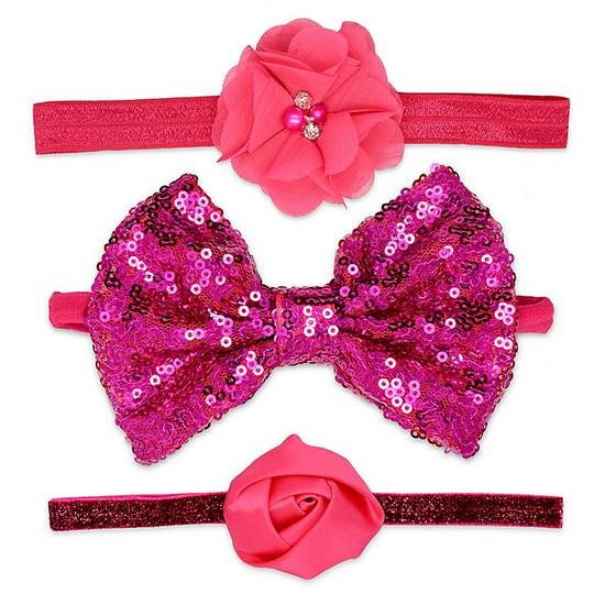 Order Khristie® 3-Pack Flower, Bow and Rosette Headbands food online from Bed Bath & Beyond store, Lancaster on bringmethat.com