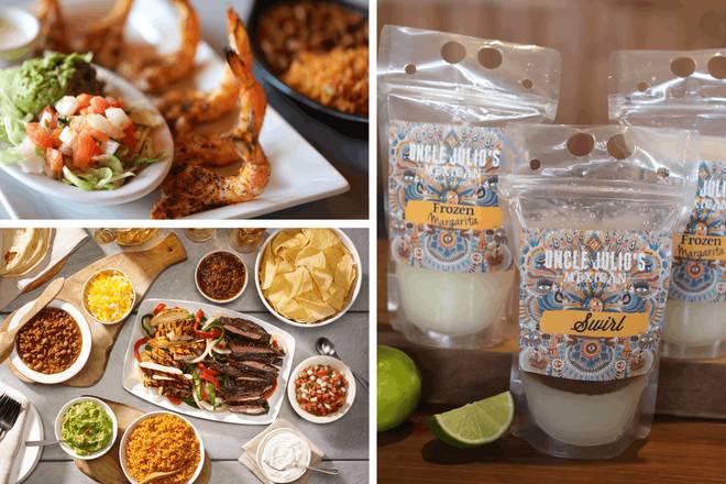 Order Family Fajita and Grilled Shrimp Meal for 4 with Margaritas food online from Uncle Julios Rio Grand Cafe store, Bethesda on bringmethat.com