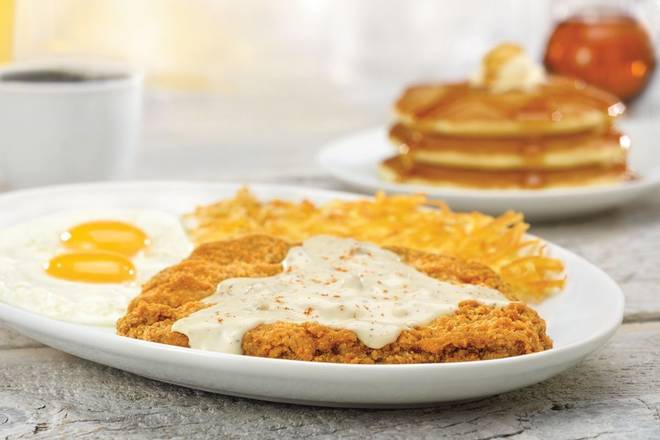Order 1/2-lb. Chicken-Fried Steak & Eggs* food online from Village Inn- Land O Lakes store, Land O Lakes on bringmethat.com
