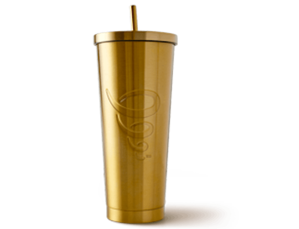 Order Holiday Tumbler - Gold food online from Jamba Juice store, Dallas on bringmethat.com