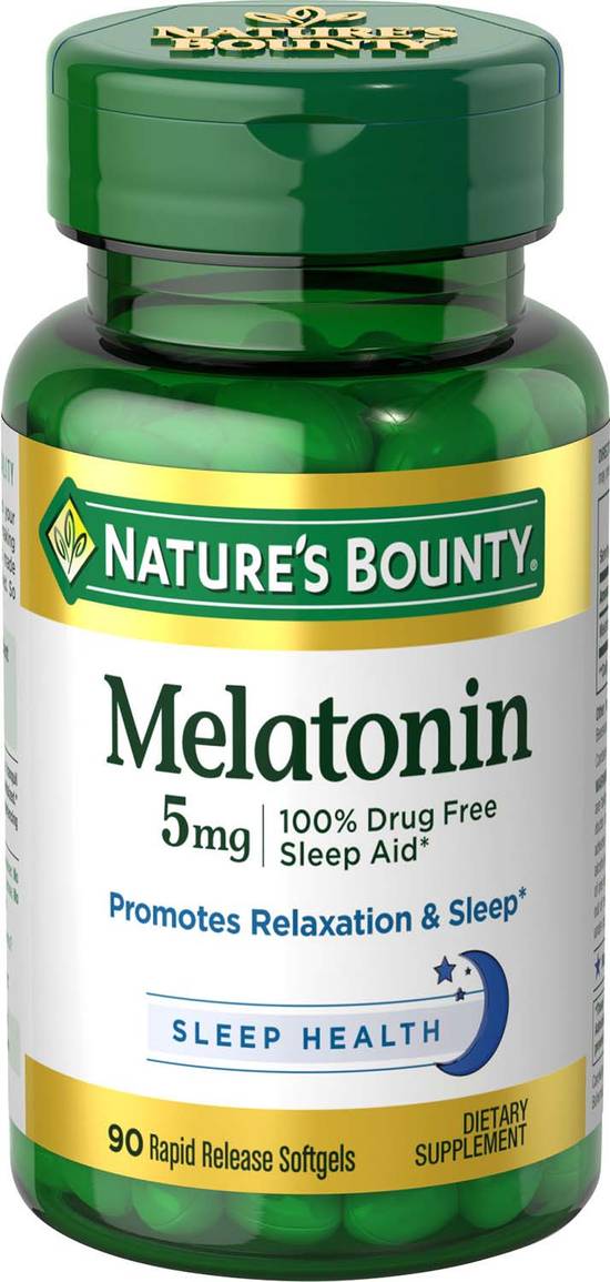 Order Nature's Bounty Melatonin Rapid Release Softgels 5mg (60 ct) food online from Rite Aid store, Palm Desert on bringmethat.com