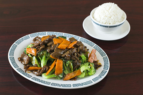 Order Broccoli Beef Combo Dinner food online from Wok Shop Cafe store, San Francisco on bringmethat.com