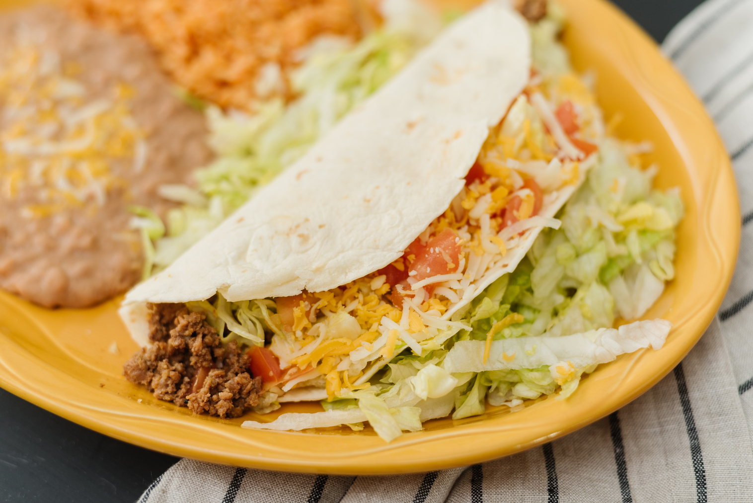 Order Large Soft Shelled Taco food online from Su Casa Mexican Restaurant store, Midvale on bringmethat.com