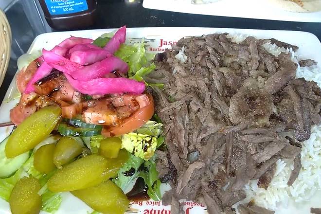 Order Beef Shawarma Plate food online from Almadina Halal store, Norcross on bringmethat.com
