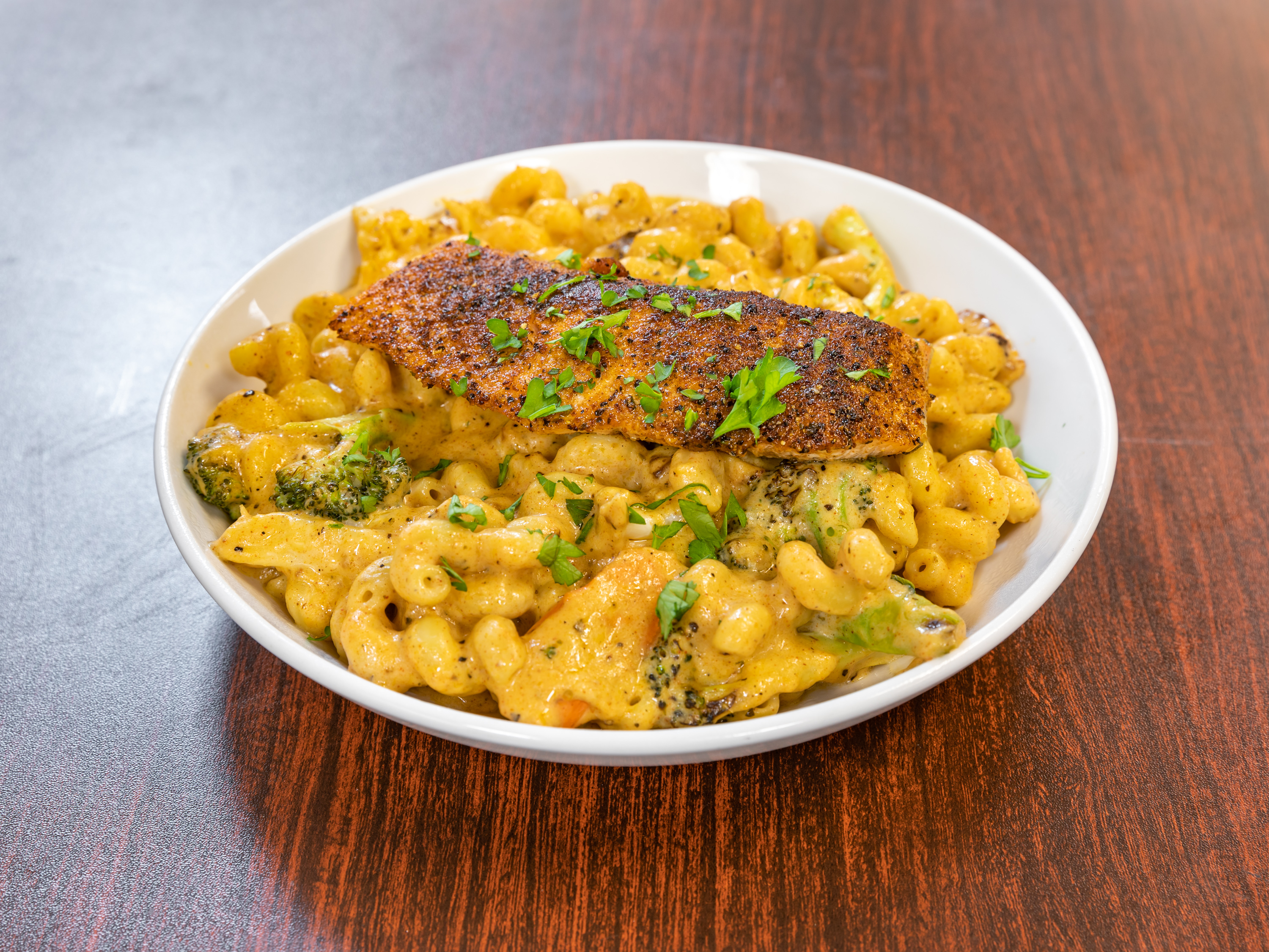 Order Blackened Salmon Cajun Alfredo food online from Almost Typical Kitchen store, Calumet City on bringmethat.com