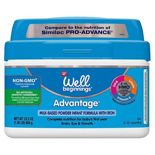 Order Well Beginnings Advantage Baby Formula Powder with Iron, 2'-FL HMO for Immune Support - 23.2 oz food online from Walgreens store, Essex on bringmethat.com